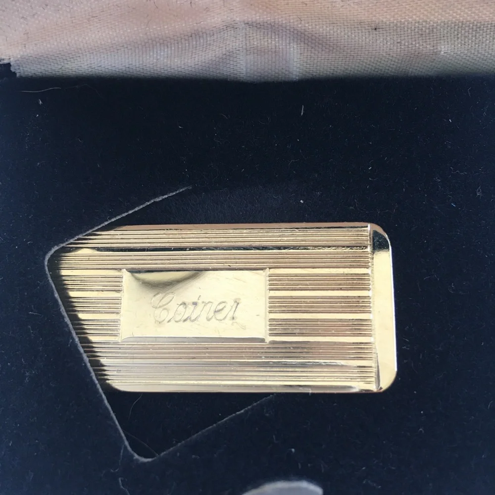 Gold-tone Engraved Money Clip - Classic Striped Design
